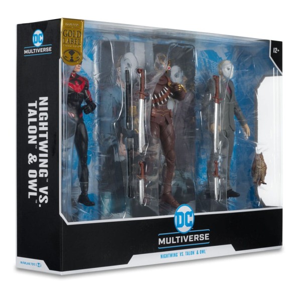 DC Multiverse Action Figure 3-Pack Nightwing vs. Talon & Owl (Batman: The Court of Owls) (Gold Label) 18 cm