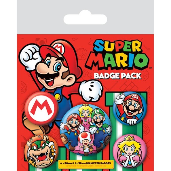 Super Mario Pin-Back Buttons 5-Pack