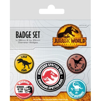 Jurassic World: Dominion Pin-Back Buttons 5-Pack Warning Signs