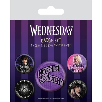 Wednesday Pin-Back Buttons 5-Pack Nevermore